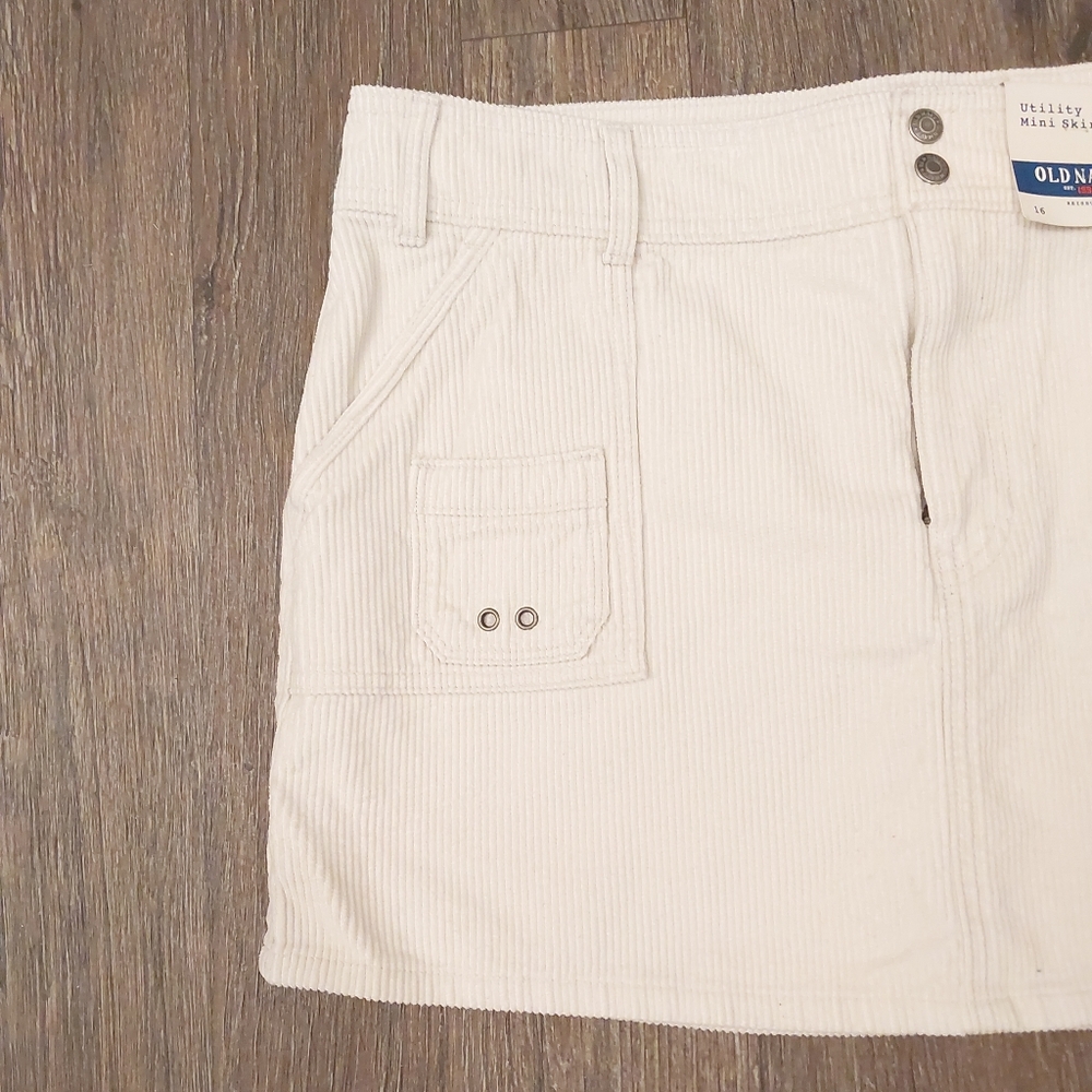 Old Navy White Utility Mini Skirt Women's Size 16 Reissue - Brand New Tags - Picture 2 of 6